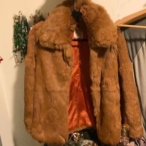 Rust colored rabbit fur vintage coat